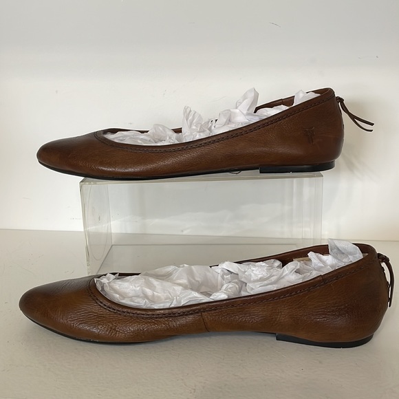 Frye Leather Ballet Flats Women’s Size 8 Medium Regina Cognac Brown Pointed Toe - Picture 2 of 11